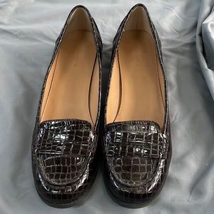 G H Bass loafers brown alligator size 10